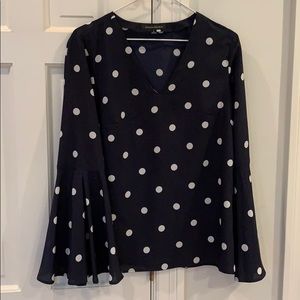 Banana Republic Polka Dot Blouse Flare Sleeves S